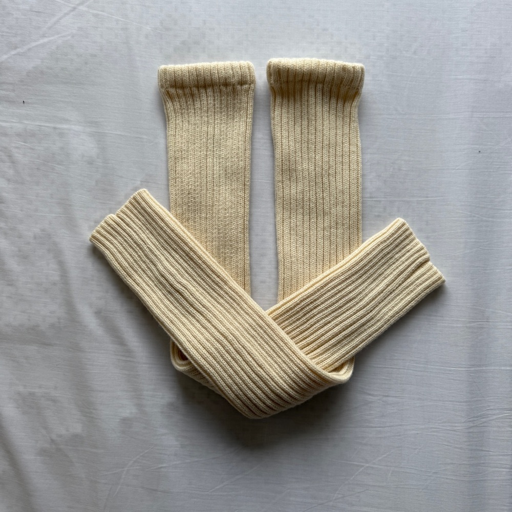 Cream Ribbed Knit Leg Warmers